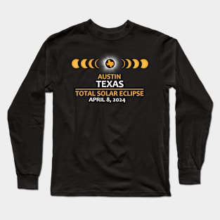 Austin Tx Texas Total Solar Eclipse 2024 Long Sleeve T-Shirt